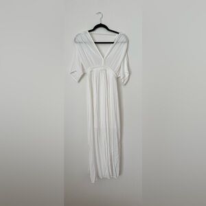 White V-Neck Maxi Dress